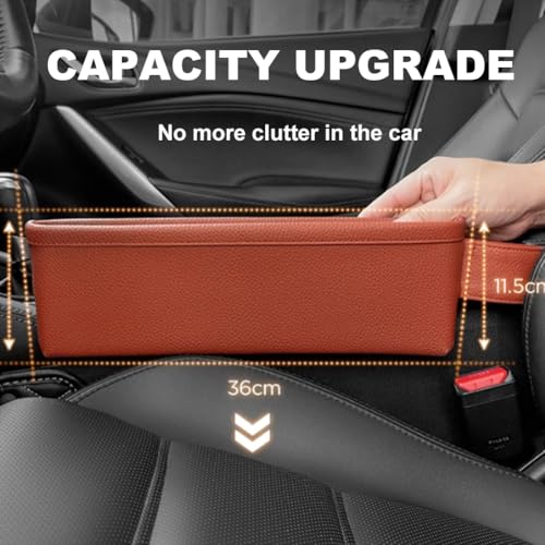 Tumecos Car Seat Pockets PU Leather Car Console Side Organizer Seat Catcher Holders Compatible with Phone Key Wallet Phone Sunglasses 2 Pack (Black+Red) - color: Black+Red