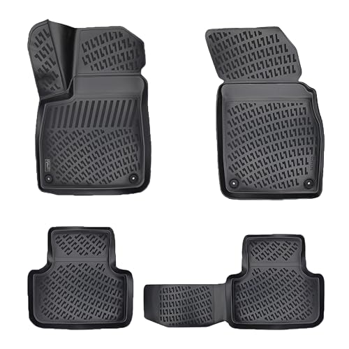 RizLiner Audi Q7 2017-2025 & Q8 2019-2024 Floor Mats 3D Custom Fit Rubber Car Mats Laser Measured Floor Liners All Weather Heavy Duty Waterproof Odorless Non-Slip TPE (Front & Rear, Black) - size: Q7 2017 - 2025