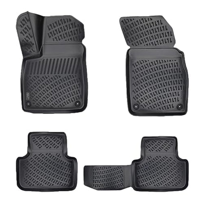 RizLiner Audi Q7 2017-2025 & Q8 2019-2024 Floor Mats 3D Custom Fit Rubber Car Mats Laser Measured Floor Liners All Weather Heavy Duty Waterproof Odorless Non-Slip TPE (Front & Rear, Black) - size: Q7 2017 - 2025