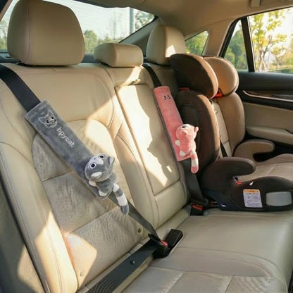 UNICOLD 2-Pack Ultra-Soft Short Plush Seatbelt Cover, Cute Animal Edition – Cloud-Like Shoulder Pad for a Comfy Ride for Adults & Kids (GP-Kitten) - style: GP-Kitten