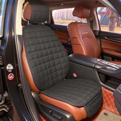 Linen Car Seat Covers, Bottom Seat Covers for Car,Car Seat Cushion,Car Seat Pad[Black] - color: Plaid Black