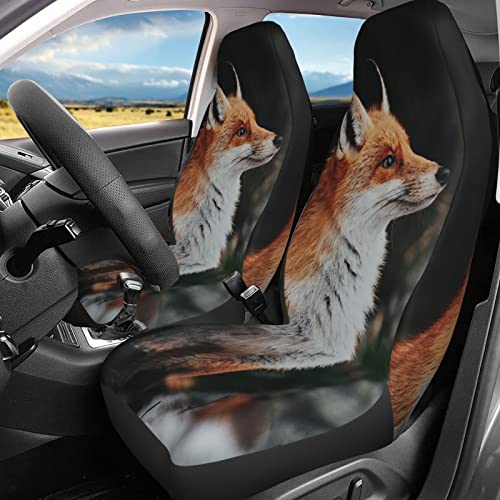 Dujiea Red Fox Car Front Seat Covers 2 Pcs Universal Auto Seat Covers Front Seats Only, Vehicle Bucket Seat Protectors Fit for Most Car SUV Sedan and Truck - color: Red Fox