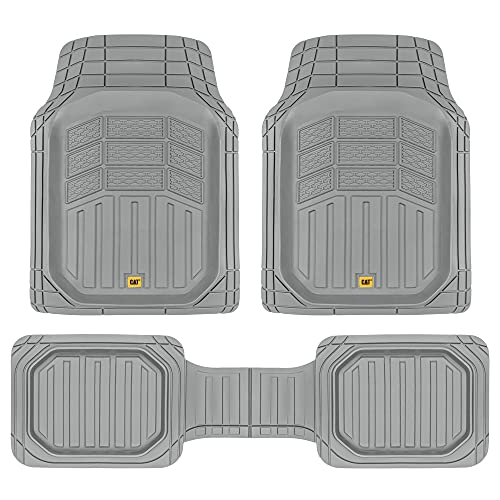 CAT Gray Car Floor Mats Full Set - Universal Heavy Duty Trim to Fit Floor Mats for Trucks - Car Mats & SUV Floor Liners for Car - All-Weather Truck Accessories & Odorless Rubber Automotive Floor Mats - color: Gray, style: CAMT-9013