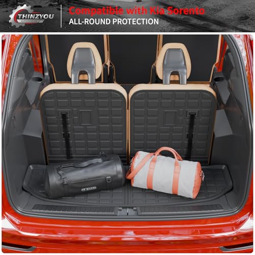 Cargo Mat Compatible with 2021-2025 2026 Kia Sorento Cargo Liner Trunk Mat Trunk Liner TPE All Weather Back Seat Cover Protector 2024 Sorento Accessories (Trunk Mat with Backrest Mat) - style: For Kia Sorento | 2021-2026
