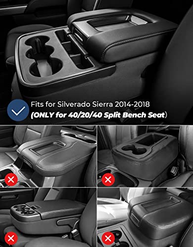 ISSYAUTO Center Console Cover Compatible with Silverado Sierra 2014 2015 2016 2017 2018 with 40/20/40 Jump Seat Console Neoprene Armrest Cover (fit Split Bench Seat Console ONLY) - color: Black~Neoprene, size: Jump Seat Console 2014-2018 Silverado Sierra