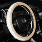 Bling Diamond Beige Leather Steering Wheel Cover Sparkly Crystal Glitter Rhinestones Car Wheel Protector for Women Girl fit Suvs,Vans,Sedans,Car,Trucks, 14.5-15in - color: Beige