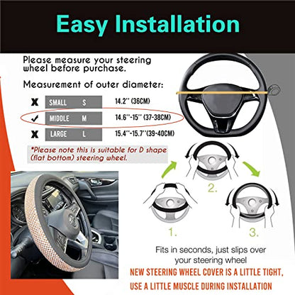 D Shaped Bling Comfy Steering Wheel Cover with Jumbo Crystal Rhinestones, Anti-Slip Diamond Leather, Flat Bottom 14.5-15 Inch (Gold) - color: 3.Gold, size: D Shaped/Flat Bottom[14 1/2''-15'']