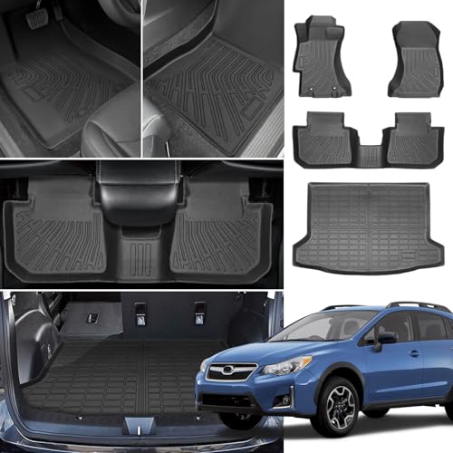Floor Mats for Subaru Crosstrek 2013-2016-2017, for Subaru Impreza 2012-2016, Front Rear Mats & Cargo Mat, TPE Anti-Slip Waterproof Summer Winter Floor Liners Crosstrek Floor Mats Accessories - style: 11)2012-2017|Crosstrek&Impreza|Floor&Cargo Mats