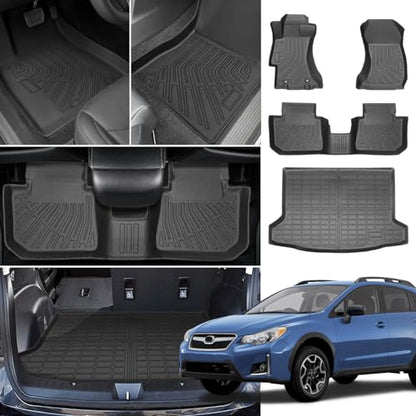 Floor Mats for Subaru Crosstrek 2013-2016-2017, for Subaru Impreza 2012-2016, Front Rear Mats & Cargo Mat, TPE Anti-Slip Waterproof Summer Winter Floor Liners Crosstrek Floor Mats Accessories - style: 11)2012-2017|Crosstrek&Impreza|Floor&Cargo Mats