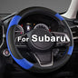 GIANT PANDA Customized Auto Steering Wheel Cover for Subaru Forester, Car Steering Wheel Cover for Subaru Outback and Crosstrek - Black+Blue - color: Black+Blue