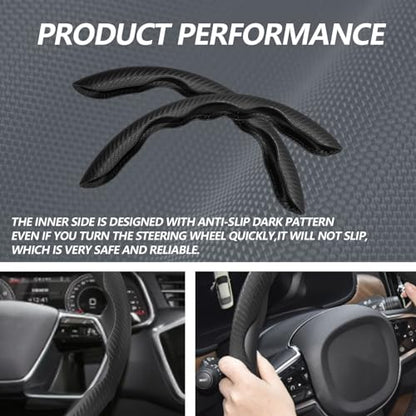 2pcs Universal Fit Carbon Fiber Steering Wheel Cover, Anti-Skid Steering Wheel Cover/Segmented Steering Wheel Protector/Car Interior Accessories (Black) - color: black