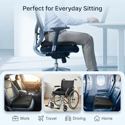 Extra Thick Large Pure Gel Seat Cushion for Long Sitting, Breathable Comfort Cushion for Back, Sciatica, Tailbone & Hip Pain Relief, Washable Portable Cushion for Office Chair, Car, Wheelchair