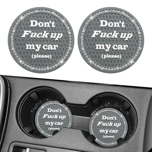 2PCS Bling Car Cup Holder Coaster, 2.75 Inch Anti-Slip Auto Insert Cup Coaster, Universal Interior Decor Accessories Crystal Car Drink Cup Mat Perfect for Women Girls (Gray, 2PCS) - color: Gray, size: 2PCS