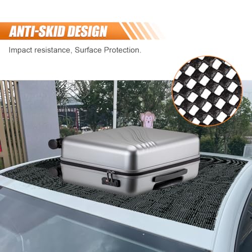 Car Roof Non-Slip Rug Pad, PVC Roof Cargo Bag Protective Mat, 47'' x 39.4'' Rooftop Cargo Carrier Bag, Multipurpose Home Liner for Kitchen, Bathroom, Shoe (Black)
