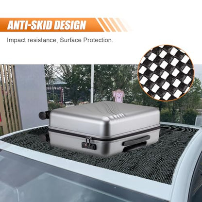 Car Roof Non-Slip Rug Pad, PVC Roof Cargo Bag Protective Mat, 47'' x 39.4'' Rooftop Cargo Carrier Bag, Multipurpose Home Liner for Kitchen, Bathroom, Shoe (Black)