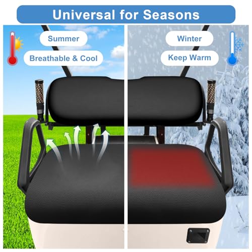 MOSNAI Universal Golf Cart Seat Covers Set for EZGO TXT/RXV, Club Car DS/Precedent, Yamaha G29/ Drive 2 Front Seats, Durable Breathable Bench Seat Covers Washable Polyester Mesh Cloth Without Logo - color: Black