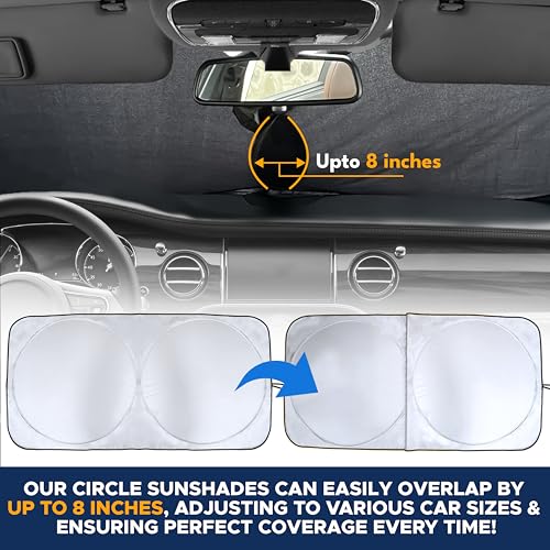 EcoNour Car Windshield Sunshade | Blocks 99% Heat & Keeps Interior Cool | Universal Fits Cars, SUVs, Trucks | Automotive Sun Screen, Visor & Car Accessories for Summer | Medium (64x32 Inches) - size: Medium