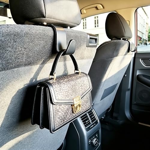 Car Seat Hooks 4 Pack, Headrest Hooks for Purses Groceries Bags with Metal Lock, Car Purse Holder Seat Back Storage Hooks