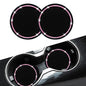 Car Coasters, Senose Bling Car Accessories for Women, Universal 2.75" Anti-Slip Silicone Cup Holder Coasters for Car, Cute Automotive Cup Holders Diamond Vehicle Interior Decor (Black Pink, 2 Pack)