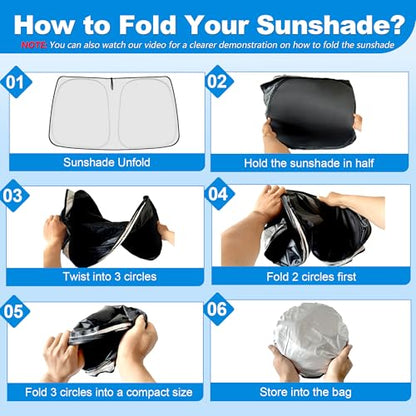 Windshield Sun Shade for 2016-2025 Chevy Malibu Accessories, Foldable Window Sunshade Sun Visor Protector, Front Windshield Sunshade Sun Shield Blocks UV Rays Heat - size: Silver & Black-Fit 2016-2025 Chevy Malibu