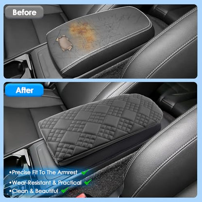 2019-2026 XC40 Center Console Cover for Volvo XC40 (Core/Plus/Ultra/Ultimate/Momentum/R-Design/Inscription), Cushion &Comfy Leather Armrest Cover 2023 2024 2025 XC40 Accessories (Padded)