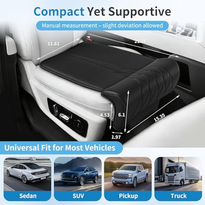 Car Seat Leg Extender Support Pad, Leather Leg Rest Pillow with Breathable Perforations & Memory Foam, Anti-Wrinkle Surface Universal Car Seat Cushions Fit for Most Vehicles, Chairs, Black