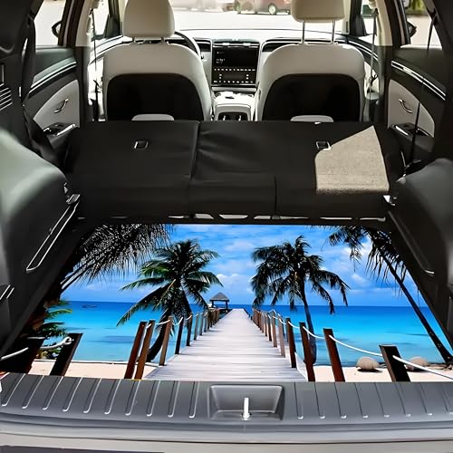 Universal Car Trunk Mat, All Weather Trunk Protection Cargo Liner, Stylish Vehicle Interior Accessories, Durable Cargo Mat Rear Trunk Line Suitable for Most Car (Tropical Coconut Beach, 29" x 39") - color: Tropical Coconut Beach