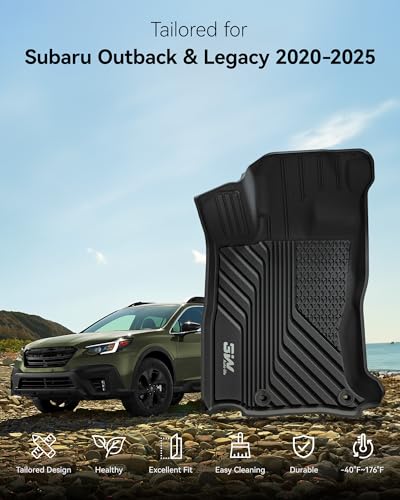 3W Floor Mats Fit for 2020-2025 Subaru Outback & Legacy, TPE All Weather Custom Fit Easy Clean Durable Heavy Duty 1st & 2nd Row Floor Liners for Subaru Outback & Legacy 2020-2025, Black - size: 2.For Subaru Outback | 20-25 | 1st & 2nd Row