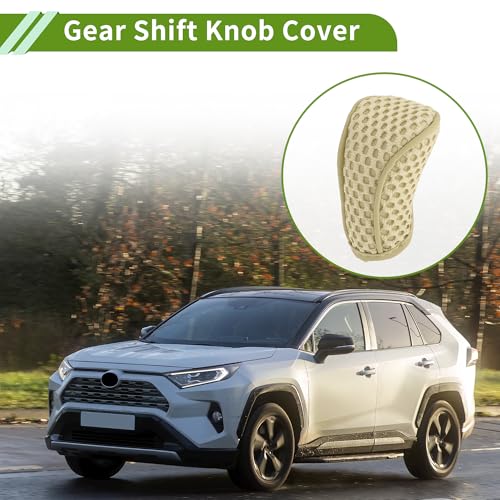 Universal Gear Shift Knob Cover Stick Shifting Handle Protector Manual Fabric 1Pc Anti-Slip Beige - color: Beige