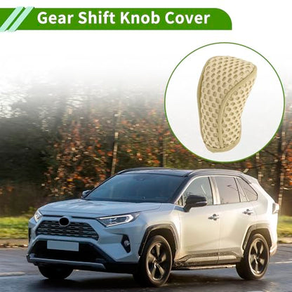 Universal Gear Shift Knob Cover Stick Shifting Handle Protector Manual Fabric 1Pc Anti-Slip Beige - color: Beige