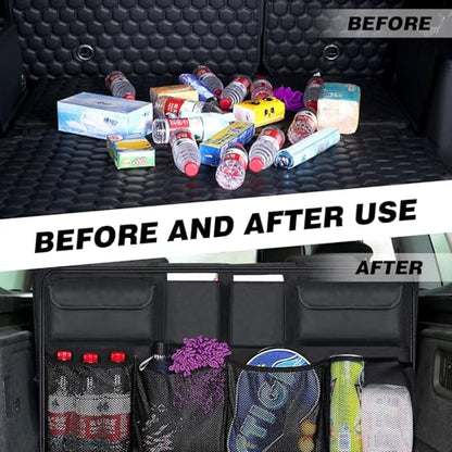 Car Trunk Organizer, Trunk Hanging Large Storage with Adjustable Straps, Waterproof Collapsible Cargo Storage Bag with 4 Pockets & 4 Mesh Pouches, Car Interior Accessories for SUV, Truck - size: Style1