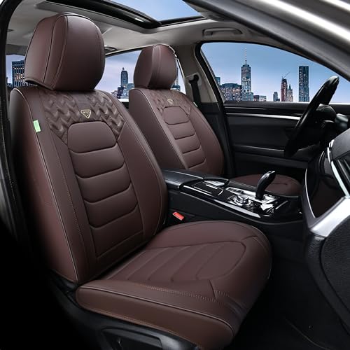 FLORICH Car Seat Covers, Leather Seat Covers, Front Seat Covers 2PCS,Waterproof Car Seat Protector, Auto Driver Seat Covers Accessories Fit for Most SUV Trucks(Coffee, Front Pair) - color: Coffee, size: Frontpair