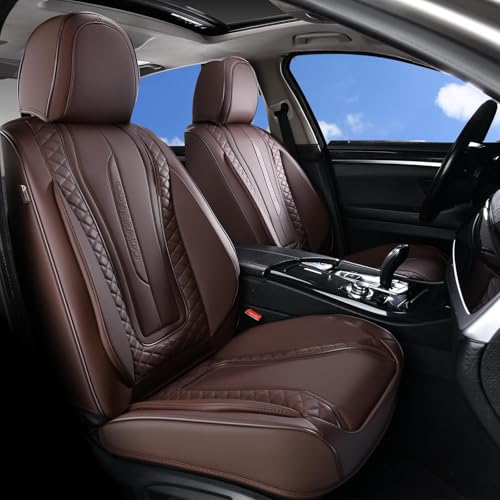 Coverado Car Seat Covers, Front Seat Cover 2-Pack, Faux Leather Waterproof Seat Covers, Car Seat Protectors,Driver Seat Covers Automotive Seat Covers Accessories Universal Fit Most Vehicles Coffee - color: Coffee, size: Front