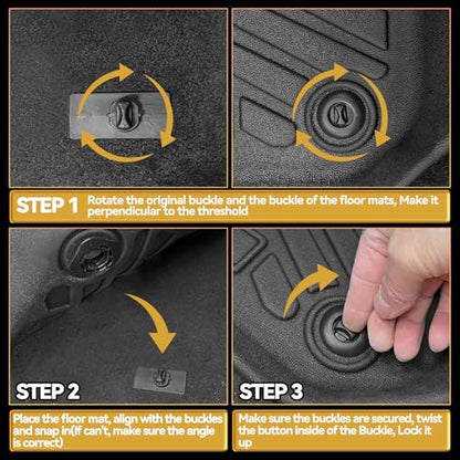 Naibeve Floor Mats for 2024-2026 Toyota Grand Highlander 7 Seats (2nd Row Bucket Seats) - All Weather Floor Mats & 2nd Row Backrest Mats & Trunk Mat with Backrest Mats & Door Sill Guards Accessories - size: 7)Grand Highlander 7 Seats|2024-2026