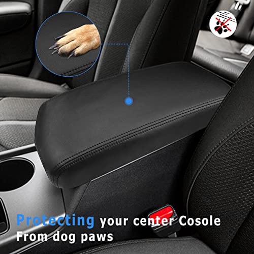 INTGET Car Center Console Armrest Cover for Kia Optima Accessories 2016 2017 2018 2019 2020 Leather Middle Console Arm Rest Box Lid Seat Cover Protector Cushion Saver (Black Stitches) - color: Black Stitches