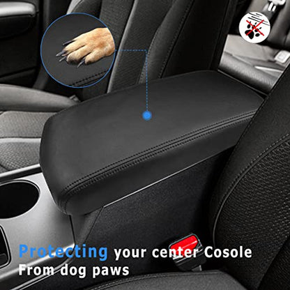 INTGET Car Center Console Armrest Cover for Kia Optima Accessories 2016 2017 2018 2019 2020 Leather Middle Console Arm Rest Box Lid Seat Cover Protector Cushion Saver (Black Stitches) - color: Black Stitches