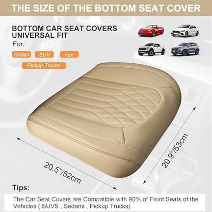 BWTJF 2 Pack Front Car Seat Bottom Covers, Universal Auto Seat Cushions, Nappa Leather Full Wrapping Edge Compatible with Most of Vehicles - SUVs/Sedans/Pickup Trucks, Beige - color: Beige, size: StyleB-Lozenge