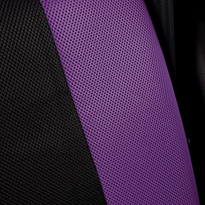 Flying Banner car seat Covers Full Set All Air Mesh Breathable Man Lady Airbag Compatible Rear Bench Split 40/60 50/50 60/40 Truck Pick Up (Full Set - Low Back, Black Gray Purple) - color: Black Gray Purple