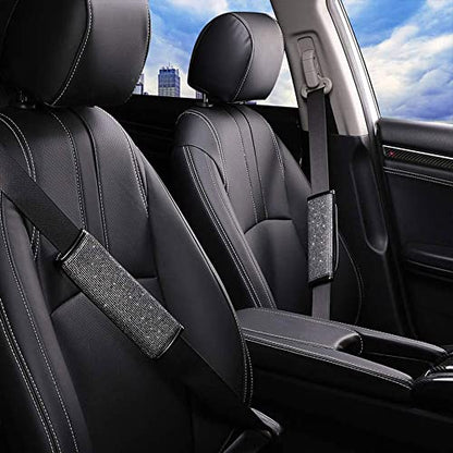Bling Bling 2PCS Car Safety Belt Covers - Crystal Diamond Seat Belt Shoulder Pads for Women or Girls (Silver) - color: Silver