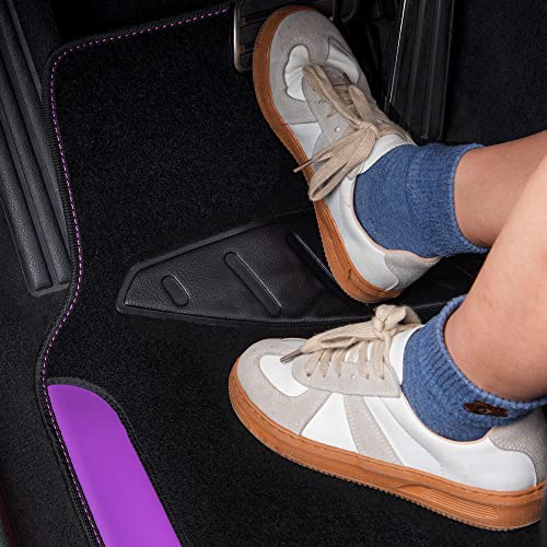 CAR PASS Waterproof Universal Fit Car Floor Mats, Faux Leather Car Carpet Mats with Anti-Slip Nibbs Backing & Driver Heel Pad Fit for SUV,Vans,sedans, Trucks,Set of 4pcs for Women (Black with Purple) - color: Purple