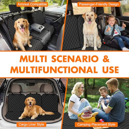 Dog Car Seat Cover for Back Seat - Waterproof, Non-Slip, Pet Bench Seat Covers, with 60/40 Split Bench Fit, Universal Size for Sedans, Trucks & SUVs, Machine Washable, Non-Stick Fur & Durable, S-Black