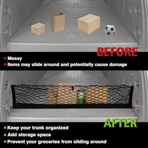 Truck Bed Cargo Net Trunk Netting Compatible with 2015-2020 Chevy Tahoe | GMC Yukon | Cadillac Escalade Accessories, Pickup Cargo Organizer SUV Sedan Storage Net w/Heavy Duty Carabiners - style: 2015-2020 Yukon & Tahoe & Escalade