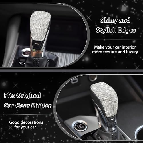 TOMALL Bling Gear Shift Knob Cover Compatible with Nissan Sentra Altima 2020-2025 for Versa Kicks Shifter Panel Interior Shift Gear Lever Cover Trim Crystal Bling Decorations for Car Shiny Accessories