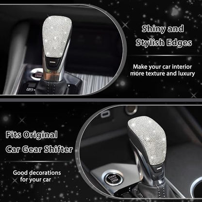 TOMALL Bling Gear Shift Knob Cover Compatible with Nissan Sentra Altima 2020-2025 for Versa Kicks Shifter Panel Interior Shift Gear Lever Cover Trim Crystal Bling Decorations for Car Shiny Accessories
