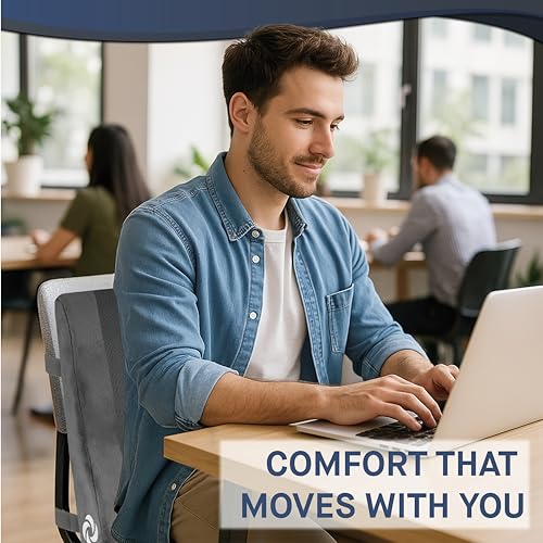 Samsonite Ergonomic Lumbar Support Pillow for Office Chair and Car Seat - Memory Foam Back Support Lumbar Pillow, Premium Cushion Chair Support for Lower Back Pain Relief and Versatile Use (Gray)