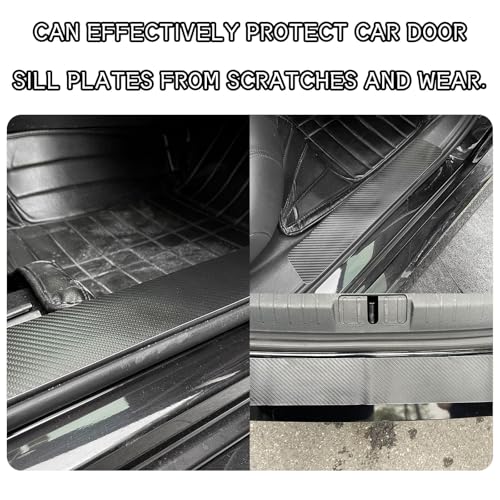 4PCS Car Door Sill Protector, Carbon Fiber Anti-Scratch Car Door Edge Guards Side Doors Threshold Anti Tread Decor Stickers for Bumpers Trunks Doors Entry,Universal Vehicle Interior Accessories