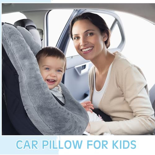 Barydat 2 Pcs Car Travel Pillow for the Back Seat 28 x 18 in Sleeping Reading Pillows for Distance Travel Car Cushion for Kids Adults Head and Body Support U Shaped Pad(Gray, Black) - color: Gray, Black