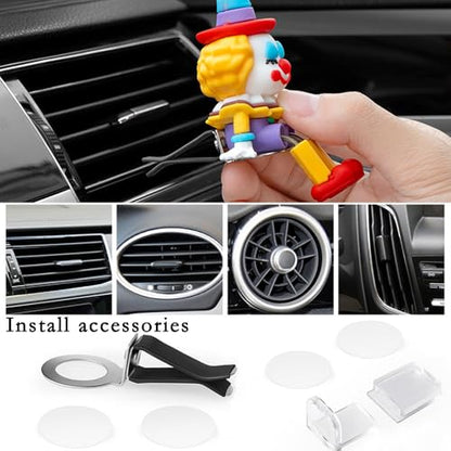 2pcs Circus Clown Cute Car Dashboard Decorations Auto Vent Decoration Accessories,Automotive Interior Decoration Gifts for Men/Women