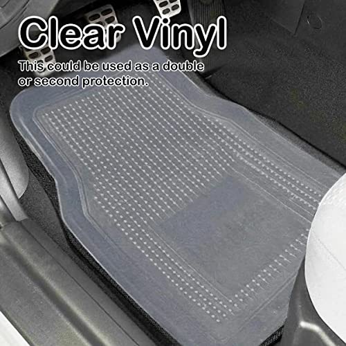 Vaygway All Weather Floor Mats-Universal 4 Piece Car Interior- Rubber Clear Car Plastic Rug-Blue-Tinged Weather Protection Mats - style: Clear Plastic Floor Mat