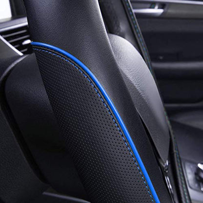 Car Pass Colour Piping Leather Universal Fit Steering Wheel Cover,Perfectly fit for 14.5-15 inches Suvs, Vans, Trucks, Sedans, Cars (Black&Blue) - color: Black and Blue